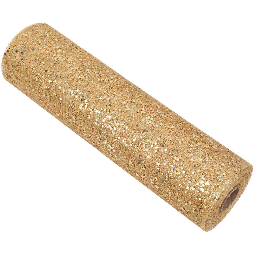25m x 29cm Organza Roll - Gold Sparkle Glitter Sequin