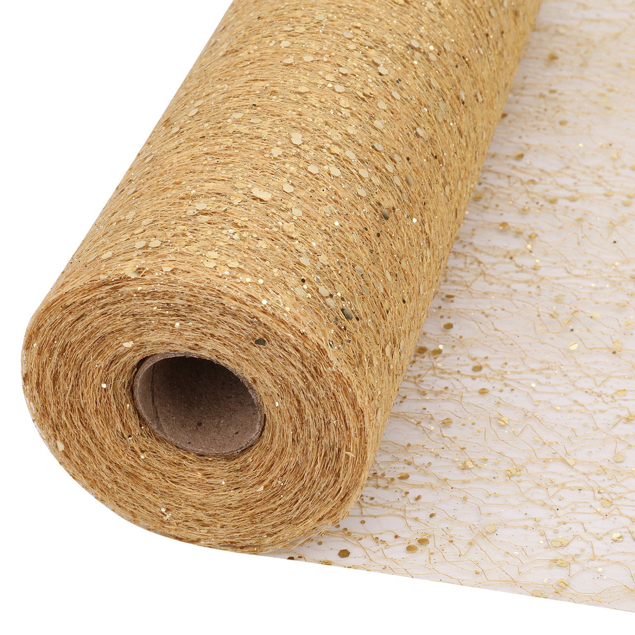 25m x 29cm Organza Roll - Gold Sparkle Glitter Sequin