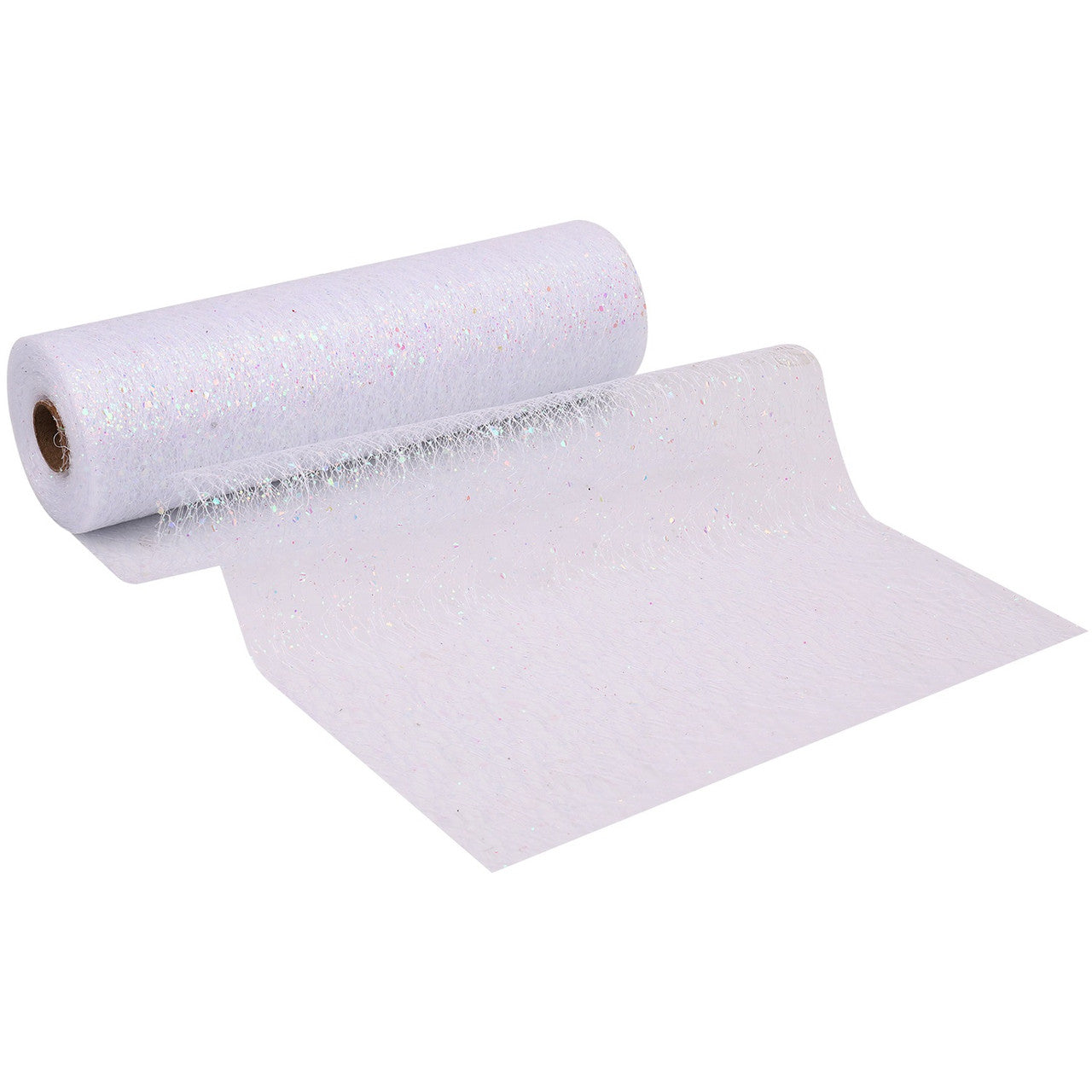 25m x 29cm Organza Roll - White Sparkle Glitter Sequin