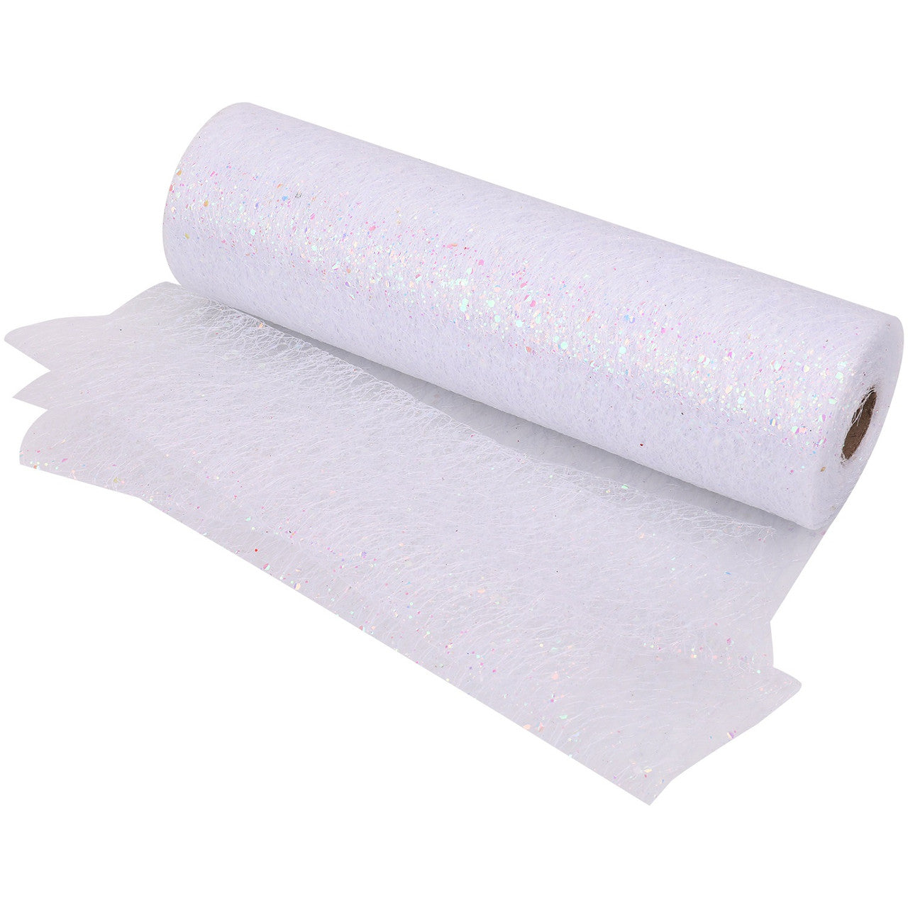 25m x 29cm Organza Roll - White Sparkle Glitter Sequin