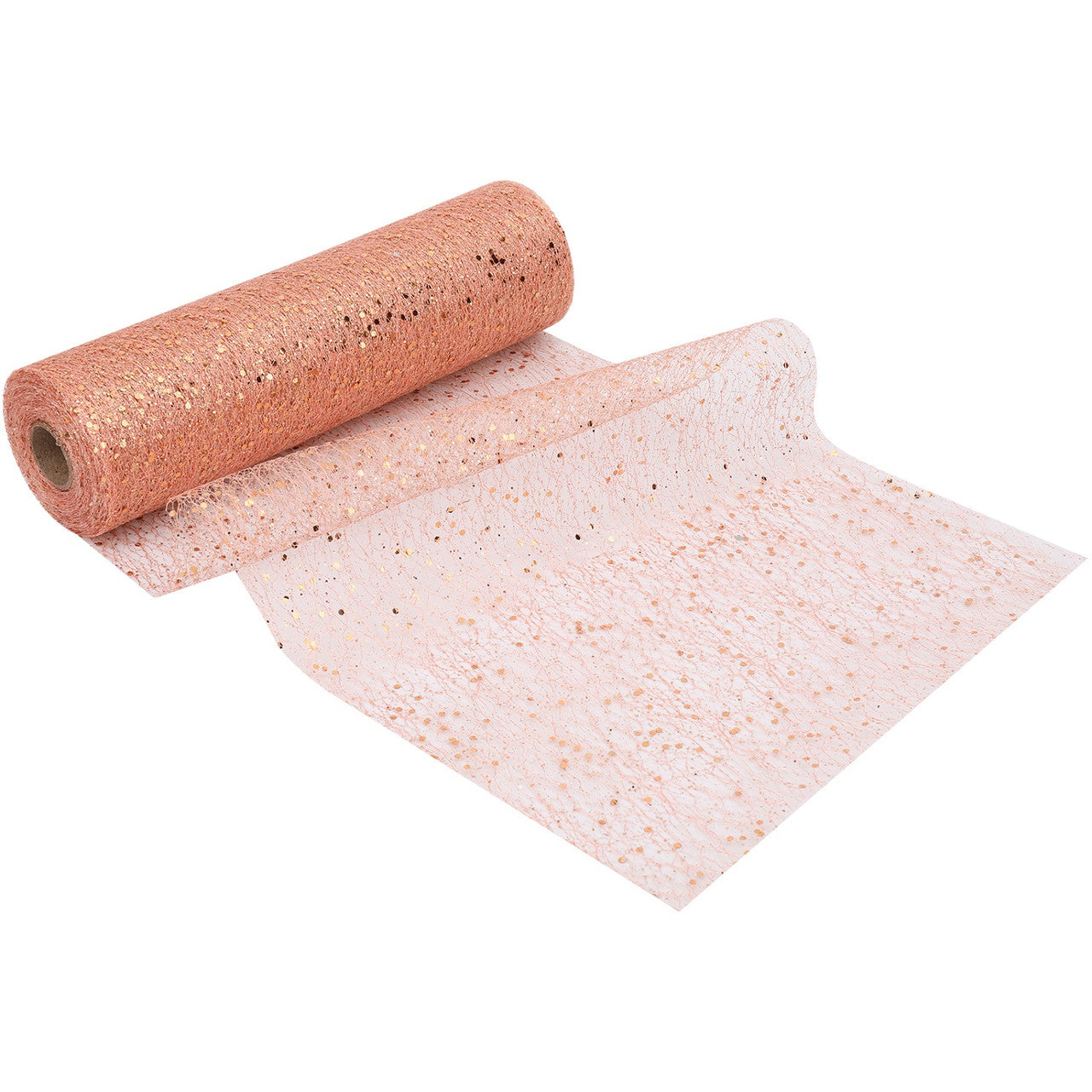 25m x 29cm Organza Roll - Rose Gold Sparkle Glitter Sequin
