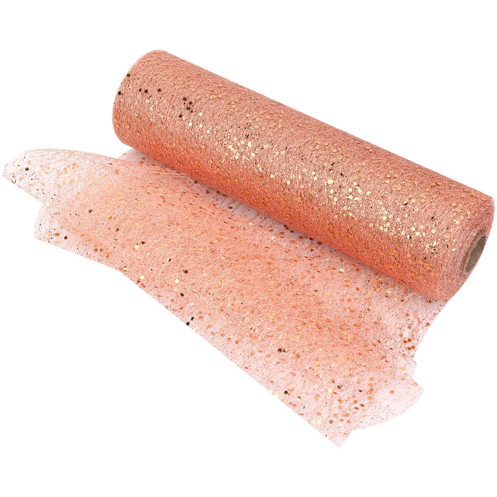 25m x 29cm Organza Roll - Rose Gold Sparkle Glitter Sequin