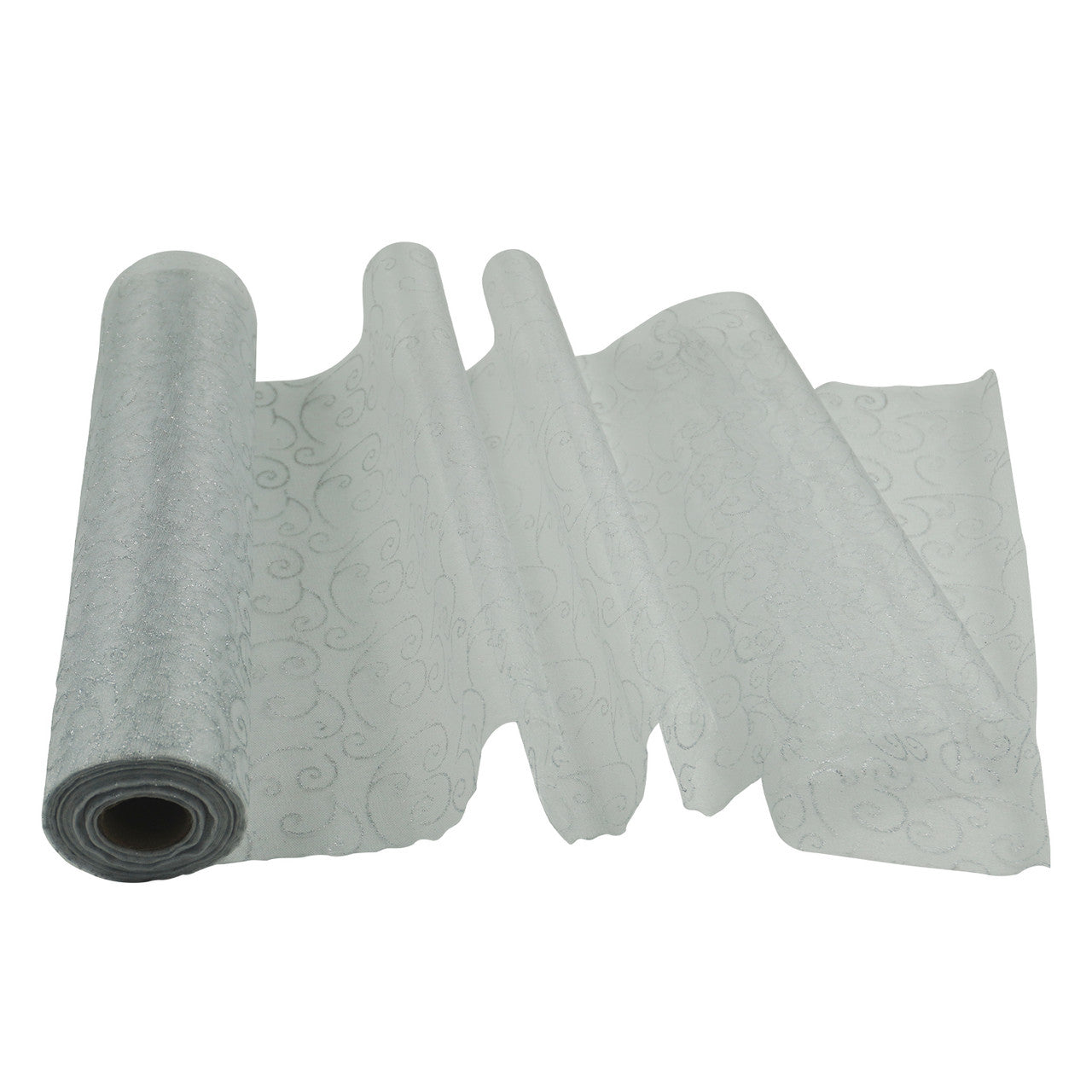 25m x 29cm Organza Roll - White Flocked Design