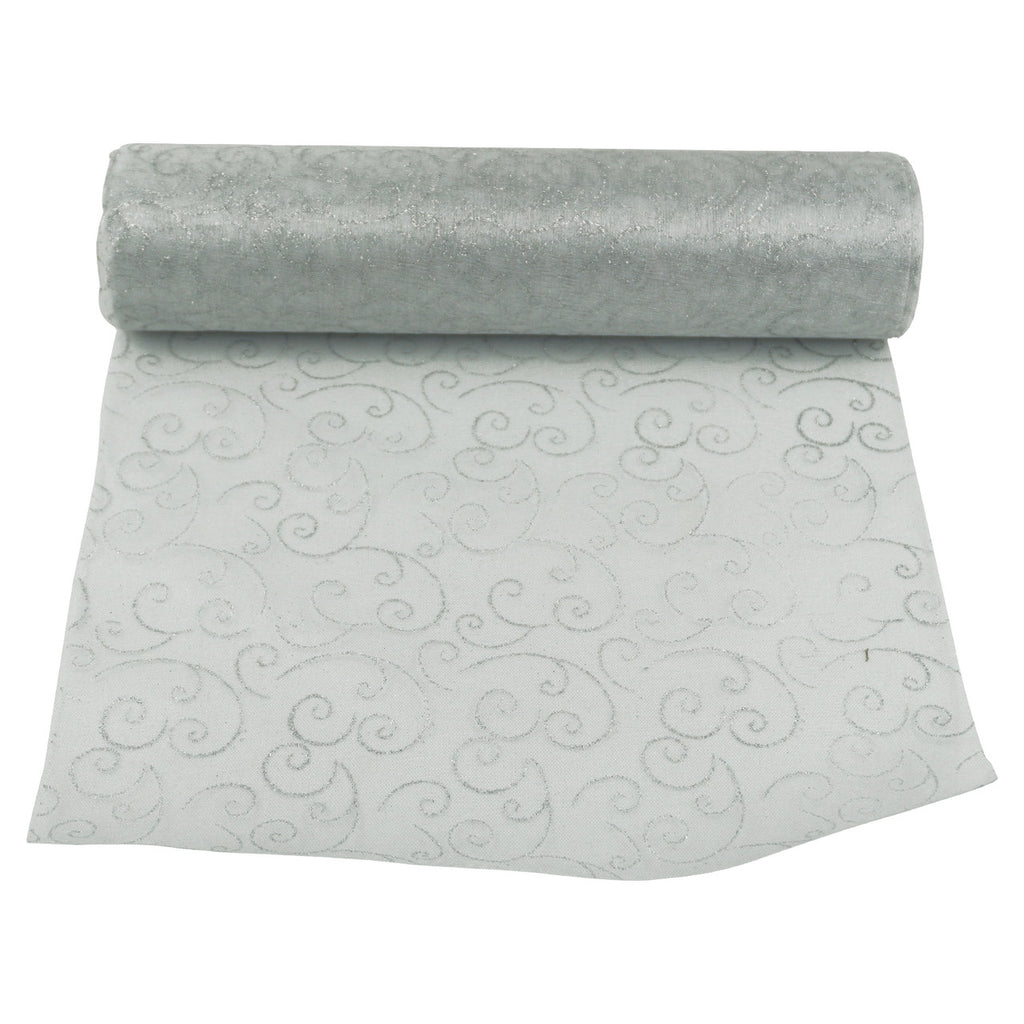 25m x 29cm Organza Roll - White Flocked Design