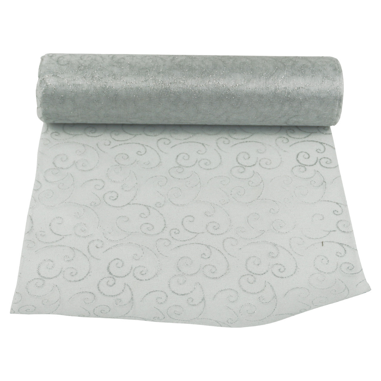 25m x 29cm Organza Roll - White Flocked Design
