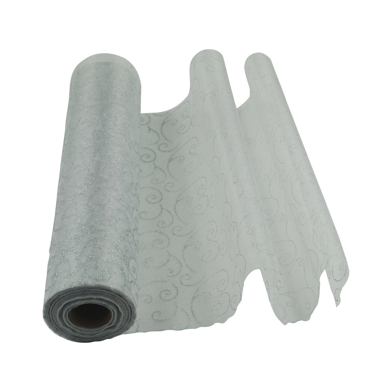 25m x 29cm Organza Roll - White Flocked Design