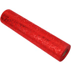 25m x 29cm Organza Roll - Red Flocked Design