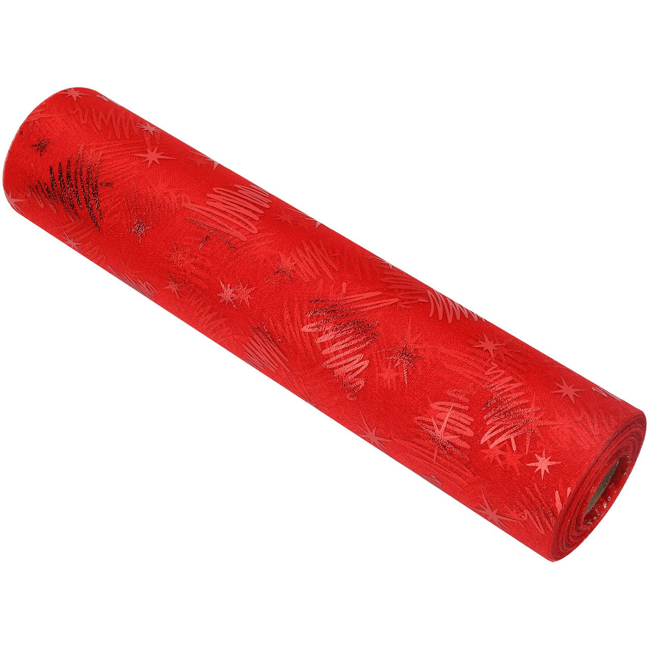 25m x 29cm Organza Roll - Red Xmas Tree Print