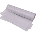 25m x 29cm Organza Roll - Silver Flocked Swirl Design Print