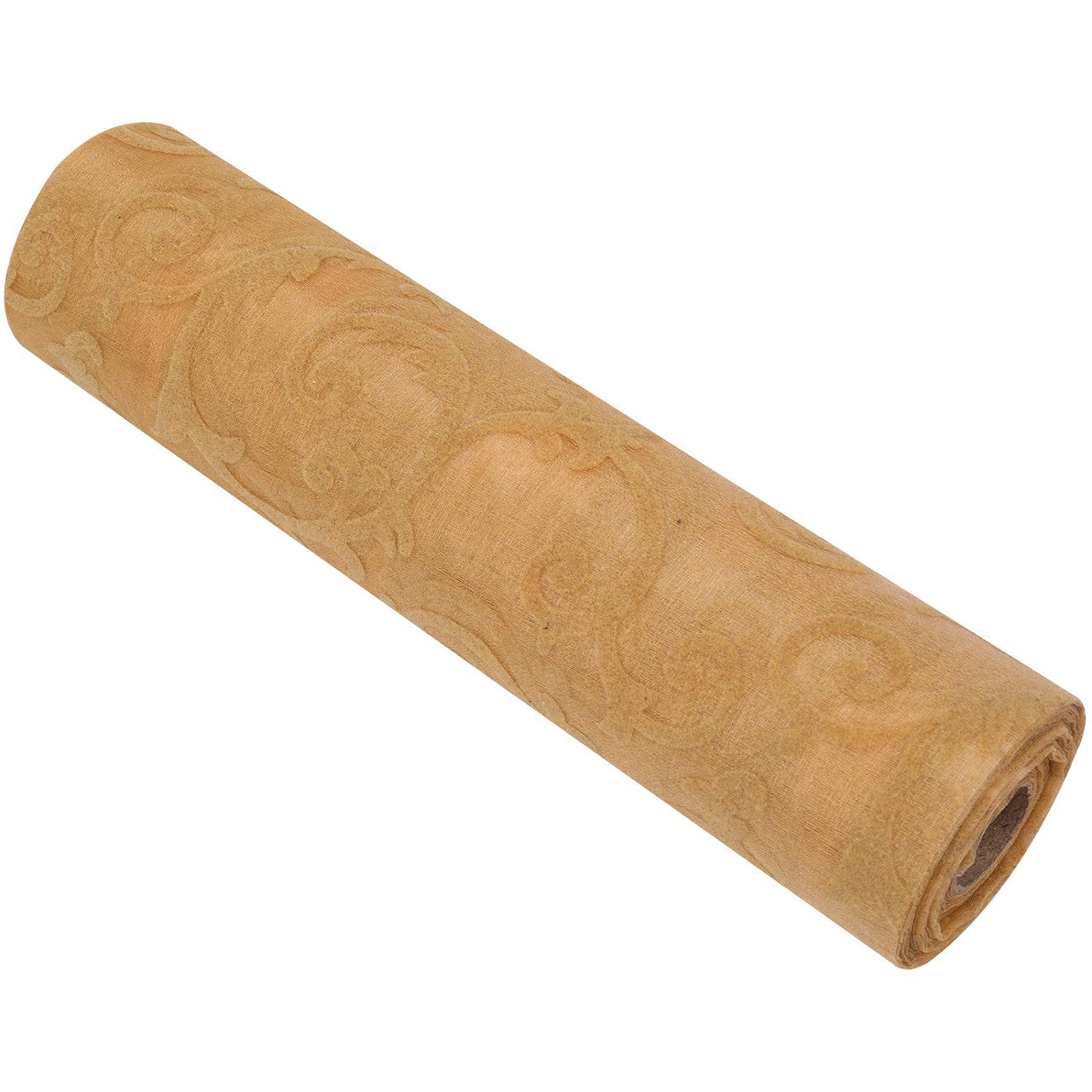 25m x 29cm Organza Roll - Gold Large Flocked Design Print