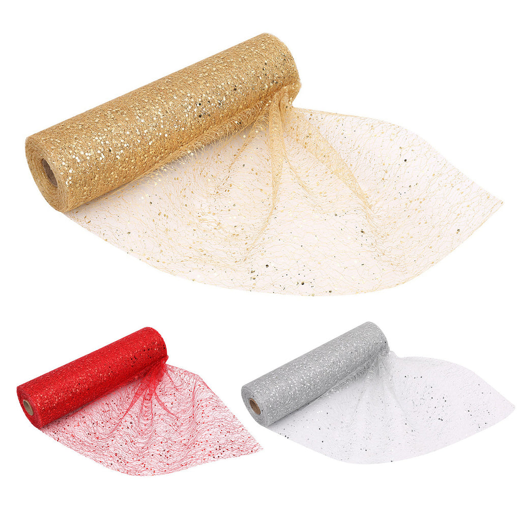 Organza Rolls - Sparkle Glitter Sequin - 29cm x 25m - (Pack of 3) - Gold, Silver, Red