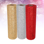 Organza Rolls - Sparkle Glitter Sequin - 29cm x 25m - (Pack of 3) - Gold, Silver, Red
