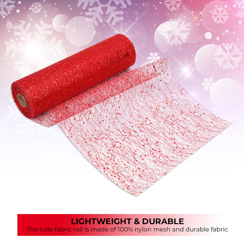 Organza Rolls - Sparkle Glitter Sequin - 29cm x 25m - (Pack of 3) - Gold, Silver, Red