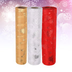 Organza Rolls - Xmas Tree Print - 29cm x 25m - (Pack of 3) - Gold, Silver, Red