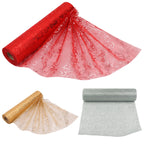 Organza Rolls - Flocked Design - 29cm x 25m - (Pack of 3) - Gold, White, Red
