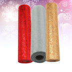 Organza Rolls - Flocked Design - 29cm x 25m - (Pack of 3) - Gold, White, Red