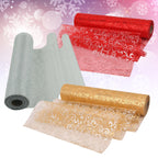 Organza Rolls - Flocked Design - 29cm x 25m - (Pack of 3) - Gold, White, Red