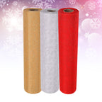 Organza Rolls - Printed Flocked Swirl Design - 29cm x 25m - (Pack of 3) - Gold, Silver, Red