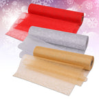 Organza Rolls - Printed Flocked Swirl Design - 29cm x 25m - (Pack of 3) - Gold, Silver, Red