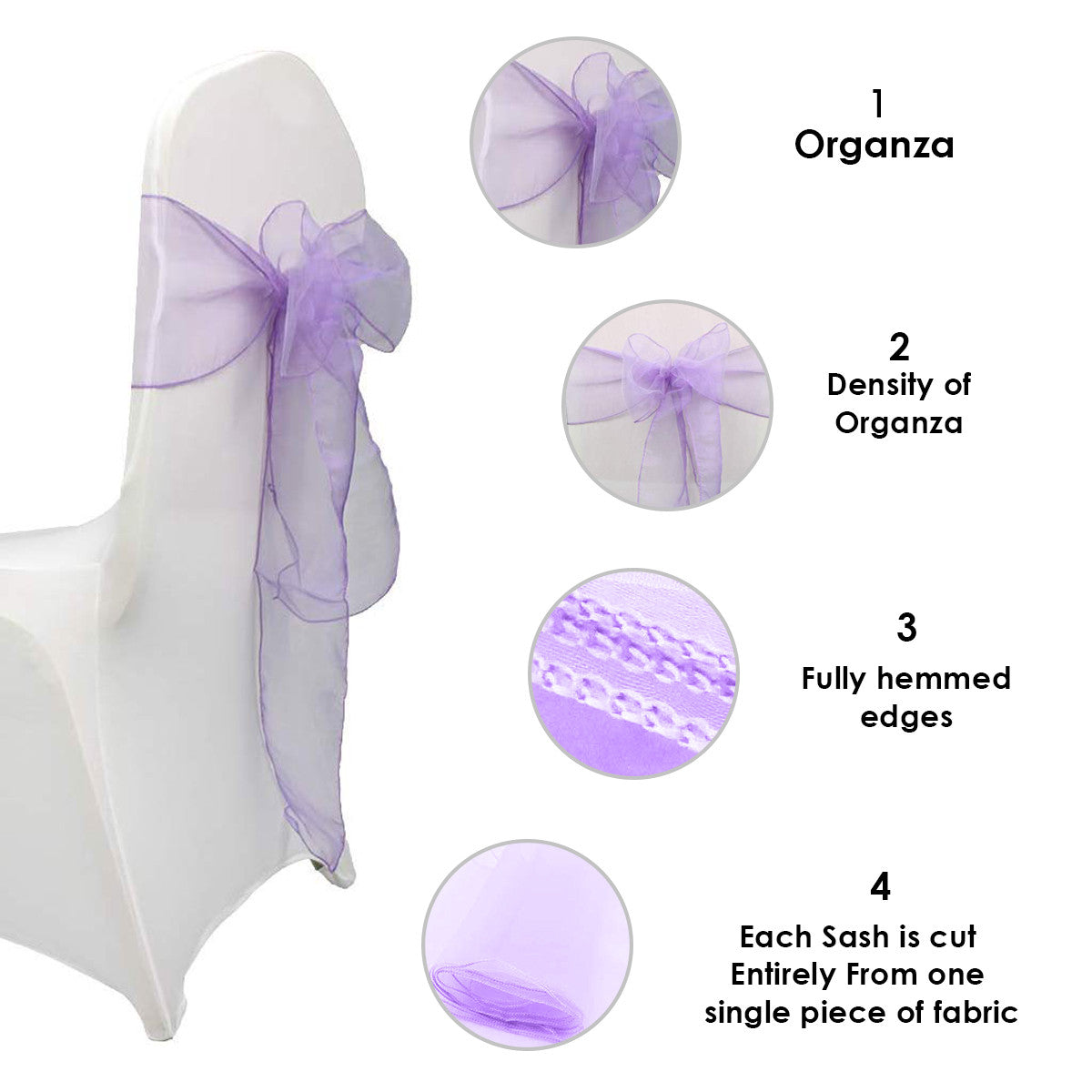 7" x 108" Organza Chair Sash - Dark Purple