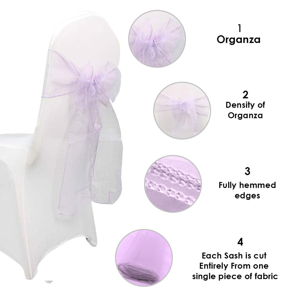 7" x 108" Organza Chair Sash - Light Lilac Purple