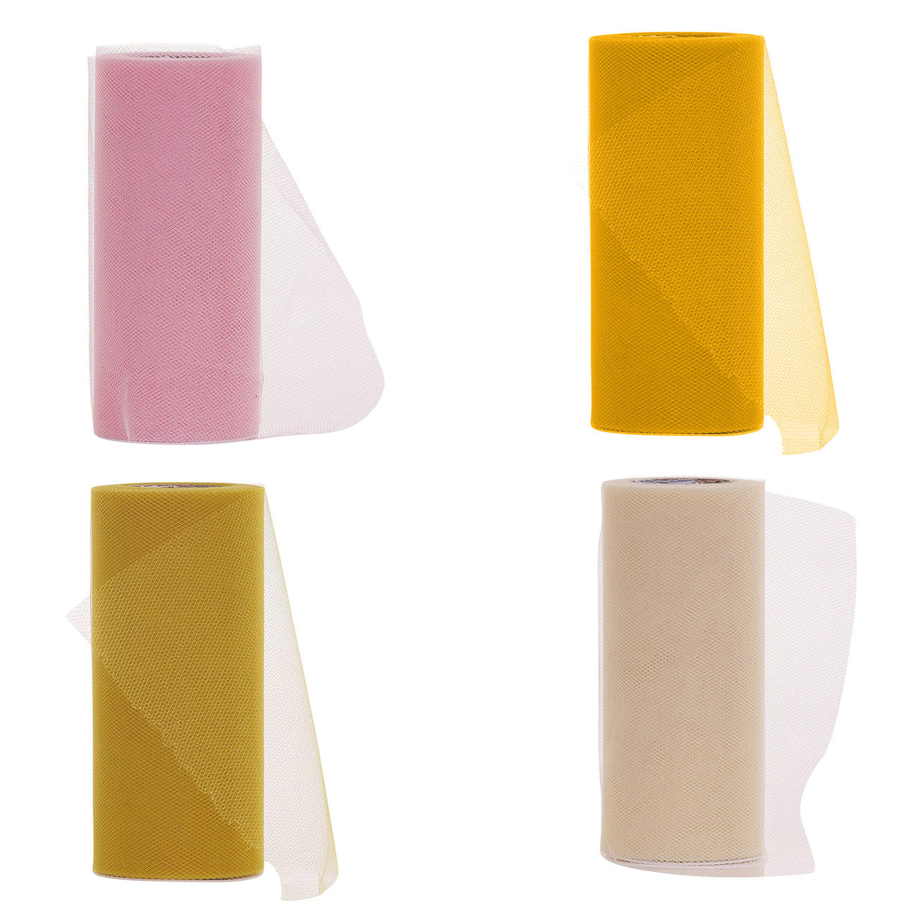 6" Tulle Fabric Roll - Baby Pink & Ivory & Gold &Light Gold  (25Yard)