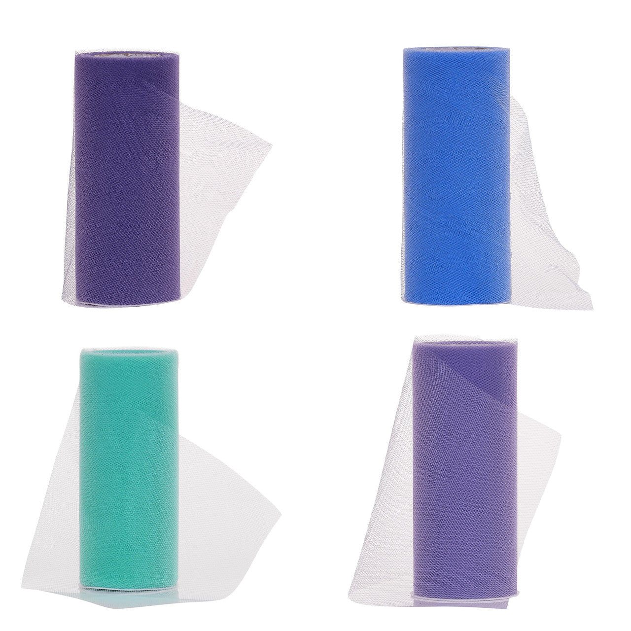 6" Tulle Fabric Roll - Baby Blue & Dark Purple & Light Purple & Mint Green (25Yard)