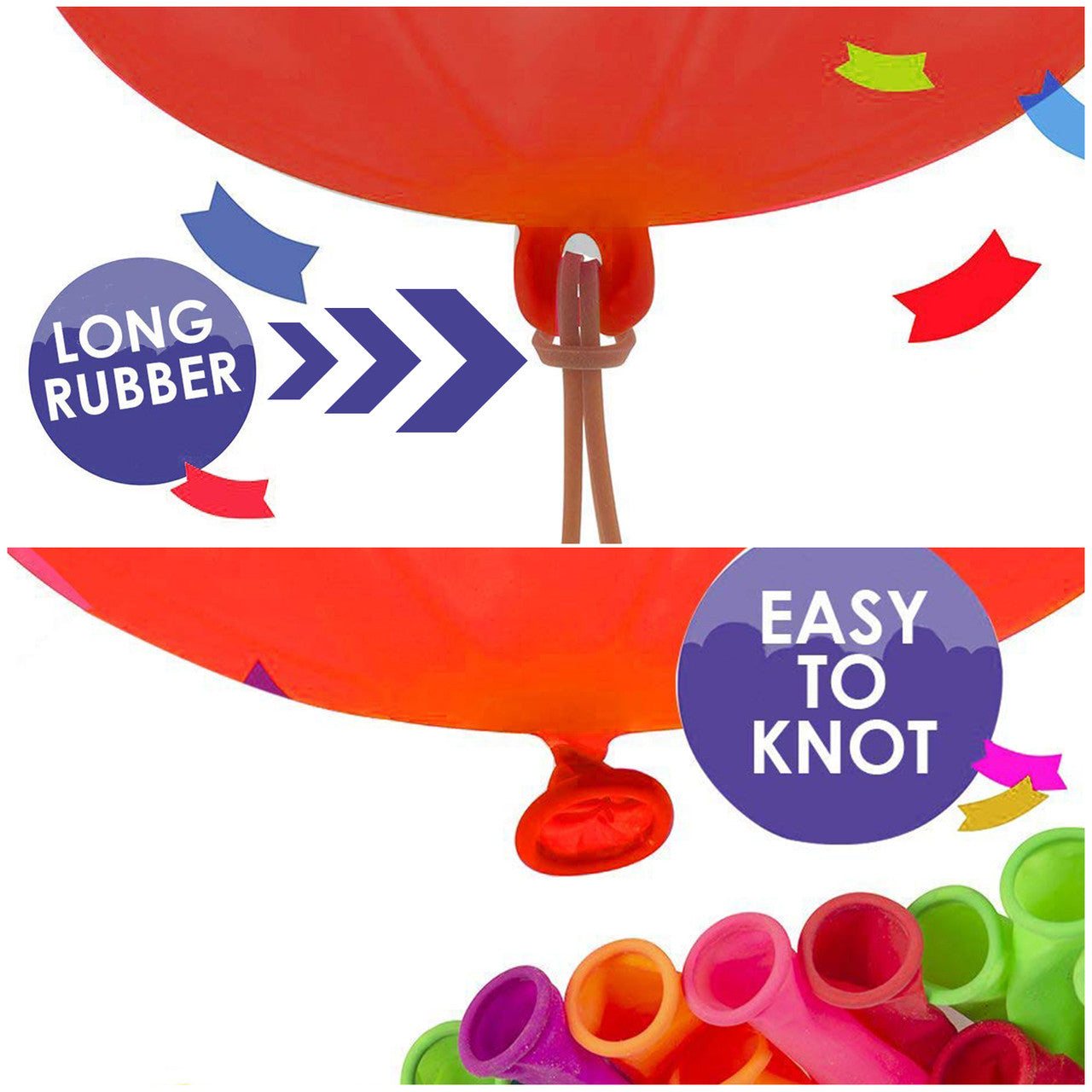 12" Plain Assorted Balloons with Elastic Bands - 50pcs