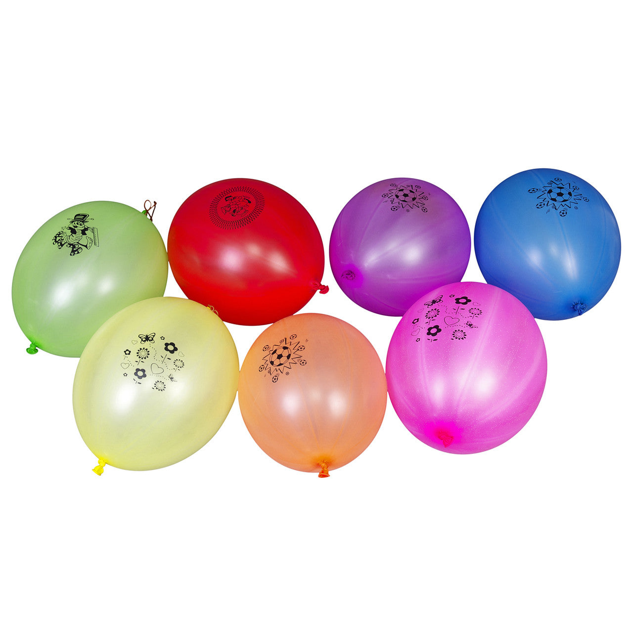 12" Printed Assorted Balloons with Elastic Bands - 50pcs