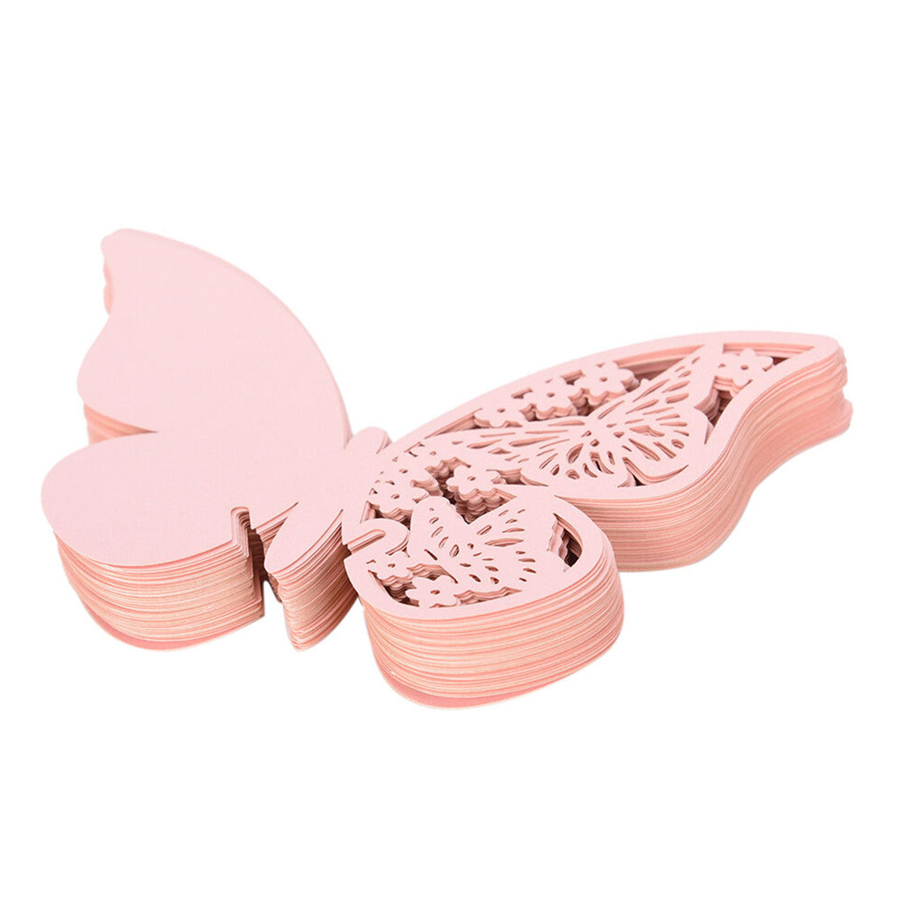 50x Laser Cut Butterfly Place Cards (67mm x 107mm) - Pink