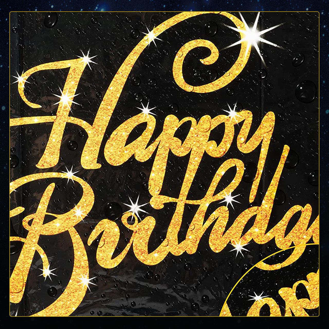 Happy Birthday Printed Plastic Tablecloth - 132cm x 220cm - Black & White