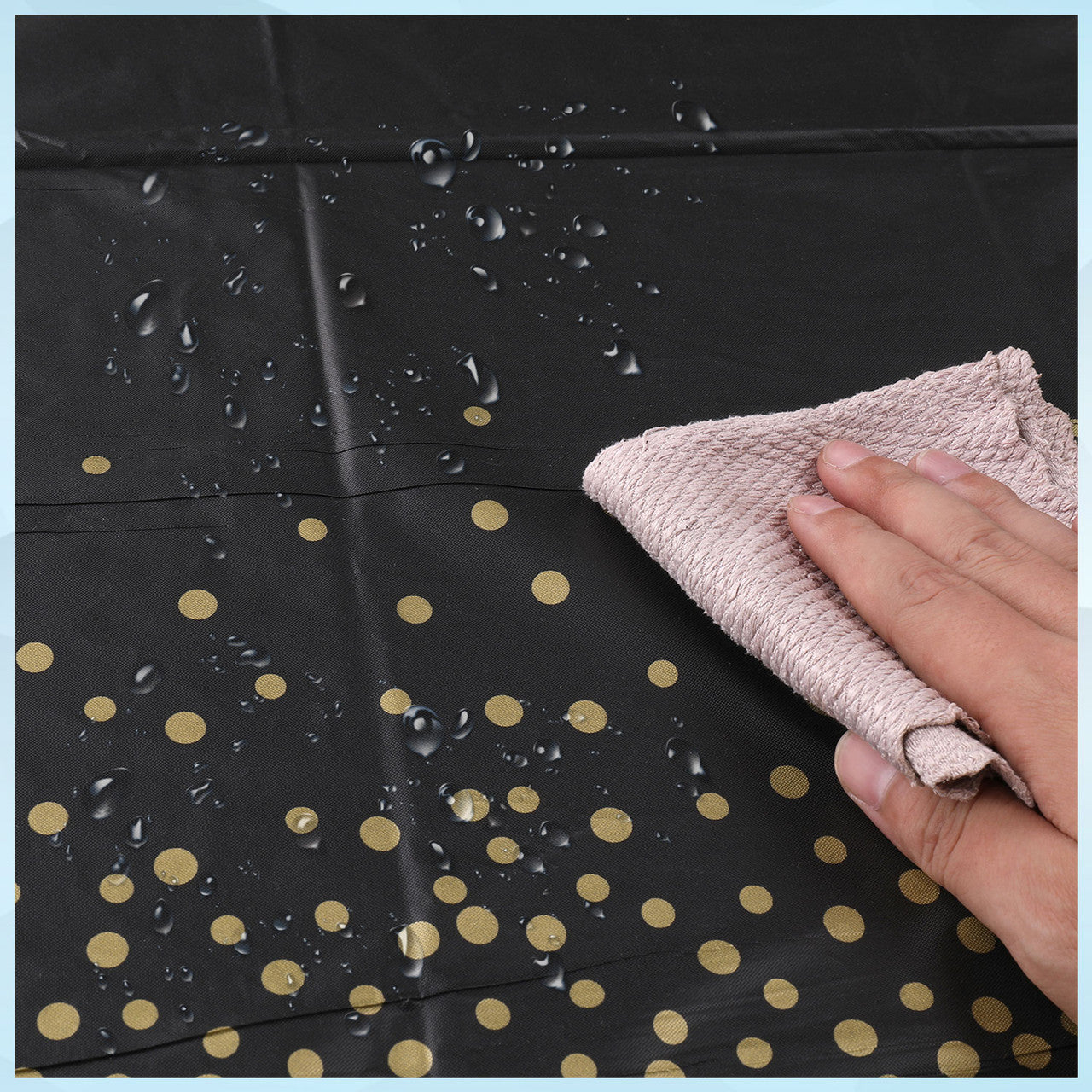 Rectangular Plastic Disposable Tablecloth - Black - Gold Dot Confetti Print