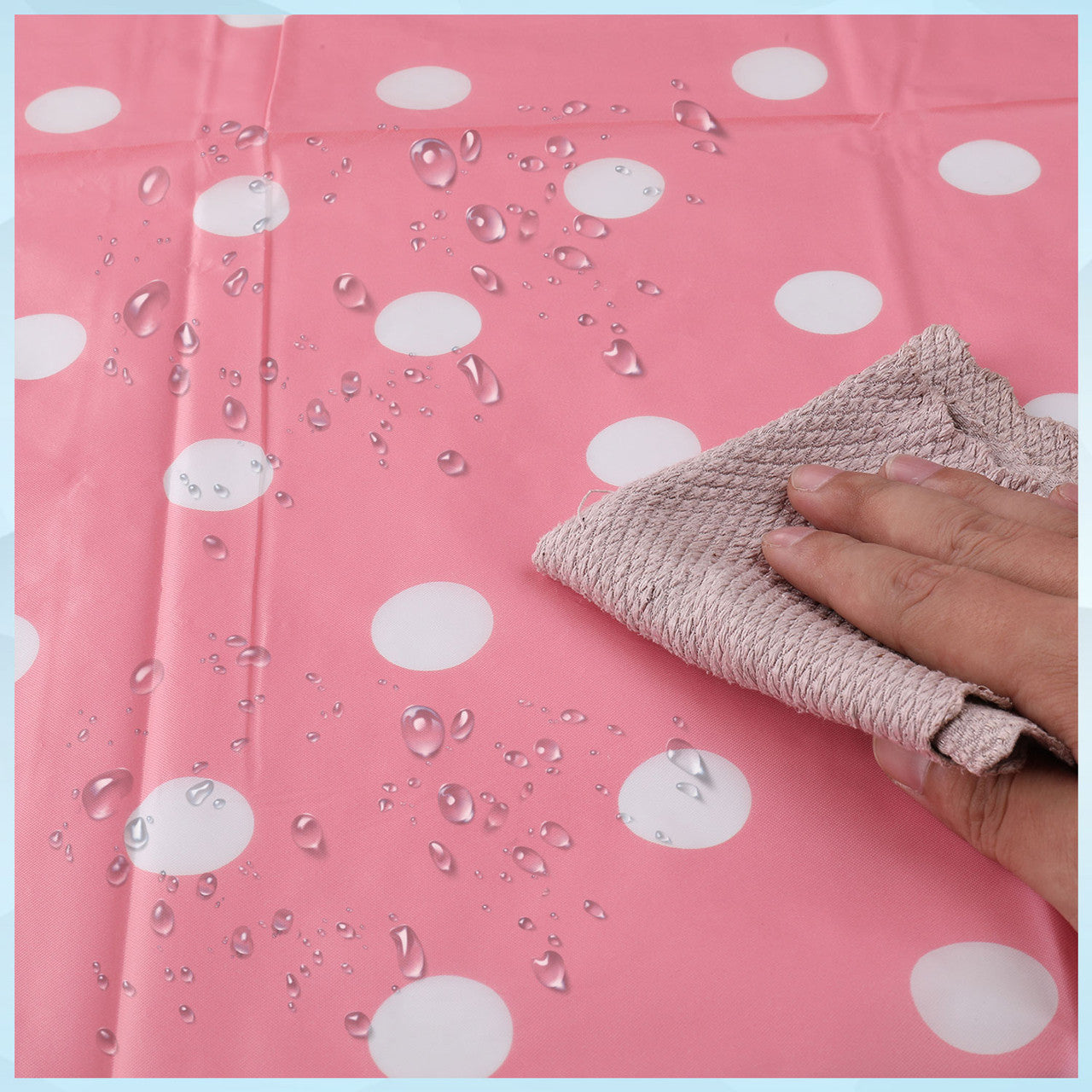 Rectangular Plastic Disposable Tablecloth - Pink - White Polka Dot Print