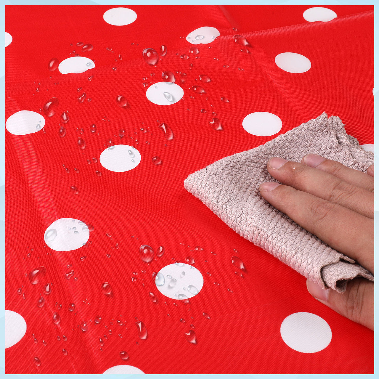 Rectangular Plastic Disposable Tablecloth - Red - White Polka Dot Print