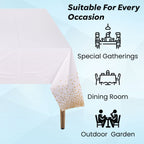 Rectangular Plastic Disposable Tablecloth - White - Gold Dot Confetti Print