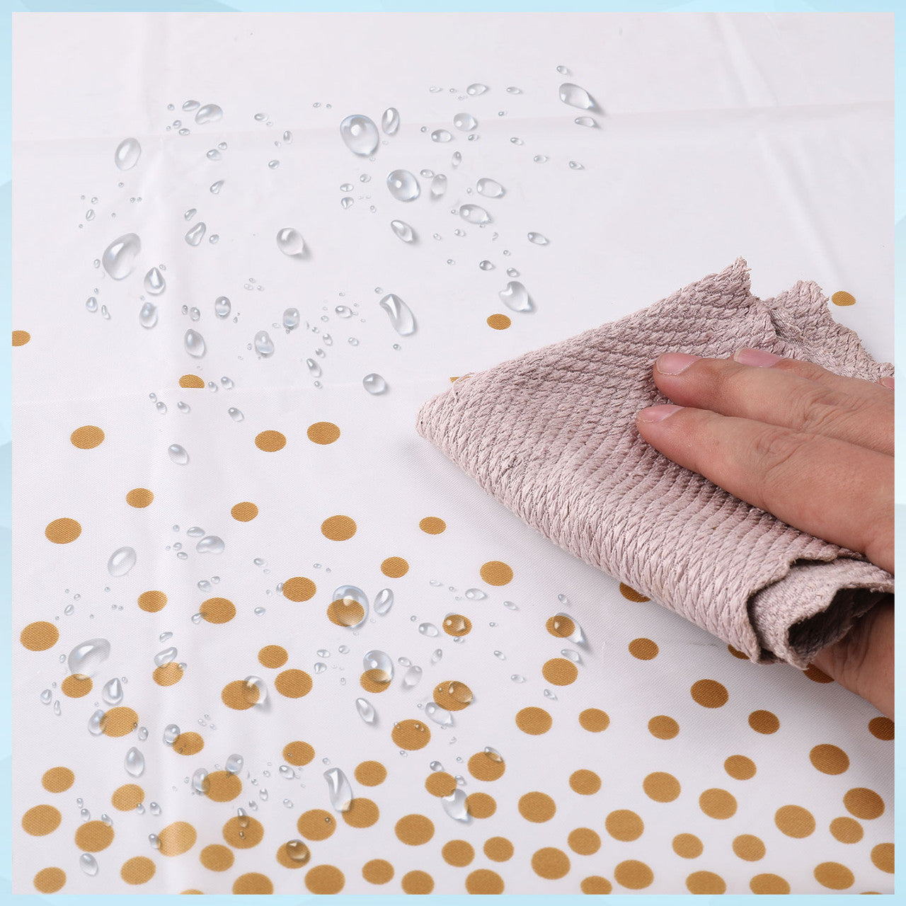 Rectangular Plastic Disposable Tablecloth - White - Gold Dot Confetti Print