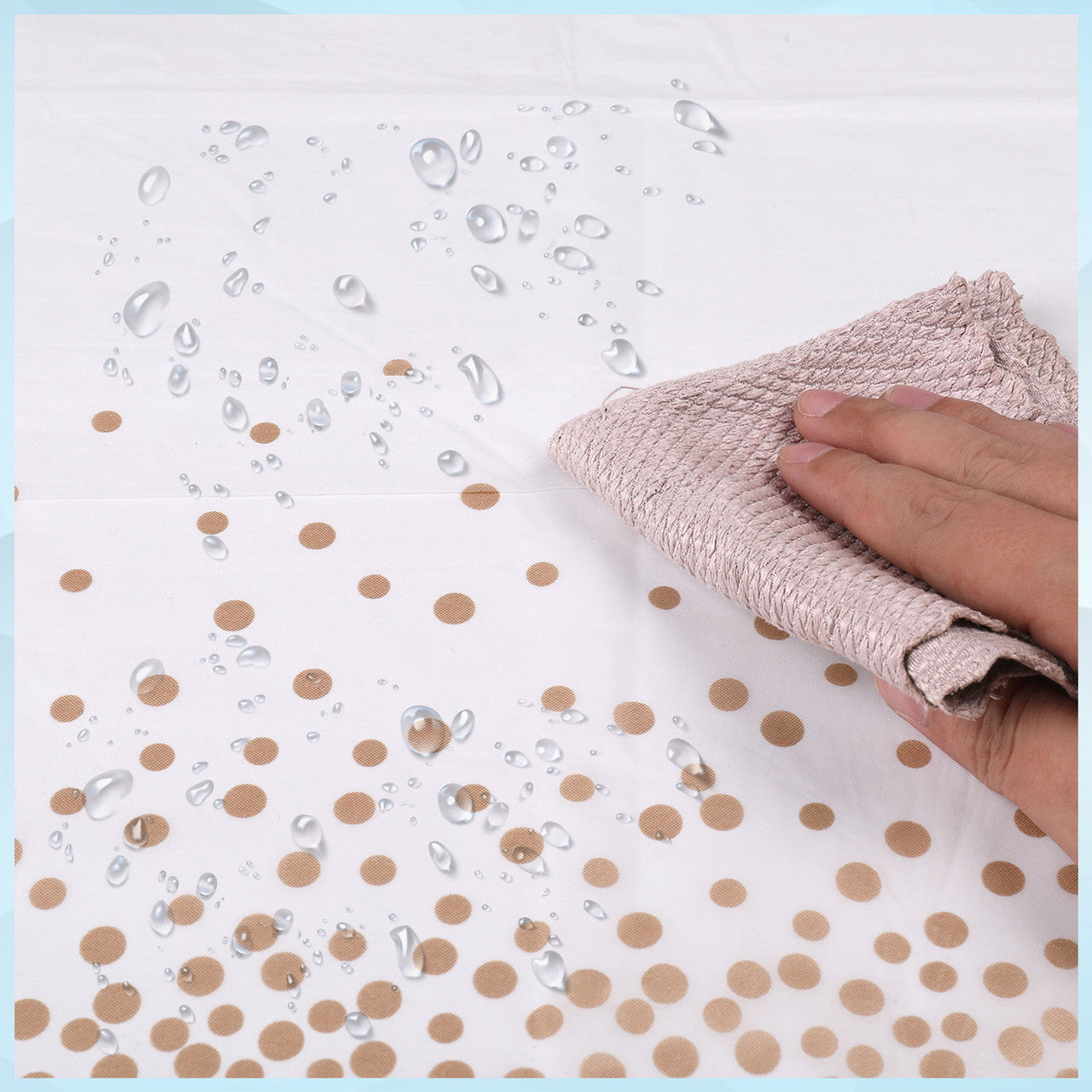Rectangular Plastic Disposable Tablecloth - White - Rose Gold Dot Confetti Print