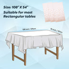 Rectangular Plastic Disposable Tablecloth - White - Rose Gold Dot Confetti Print