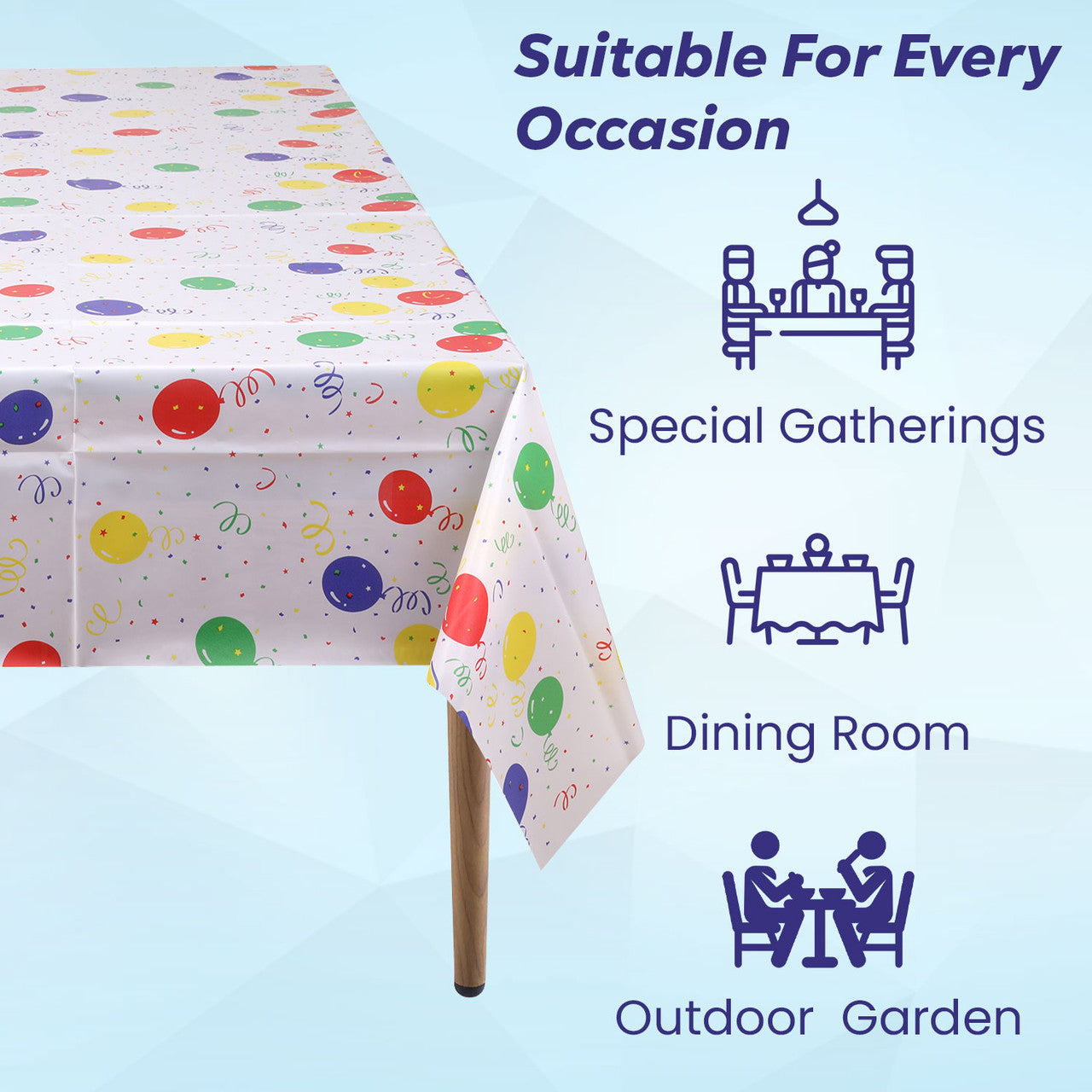 Rectangular Plastic Disposable Tablecloth - White - Multicolour Happy Birthday Polka Dot Print