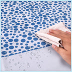 Rectangular Plastic Disposable Tablecloth - White - Sky Blue Polka Dot Print