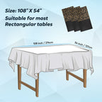 Rectangular Plastic Disposable Tablecloth - Black - Gold Polka Dot Print