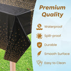 Rectangular Plastic Disposable Tablecloth - Black - Gold Polka Dot Print