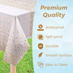 Rectangular Plastic Disposable Tablecloth - White - Gold Polka Dot Print