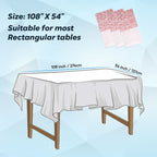 Rectangular Plastic Disposable Tablecloth - White - Rose Gold Polka Dot Print