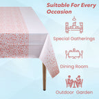 Rectangular Plastic Disposable Tablecloth - White - Rose Gold Polka Dot Print
