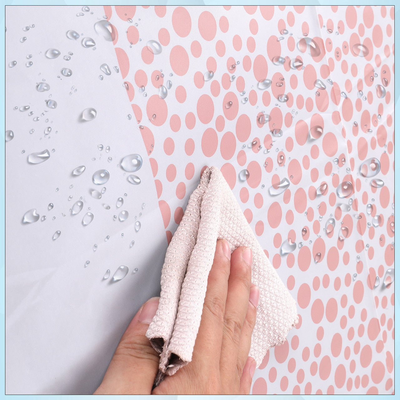 Rectangular Plastic Disposable Tablecloth - White - Rose Gold Polka Dot Print