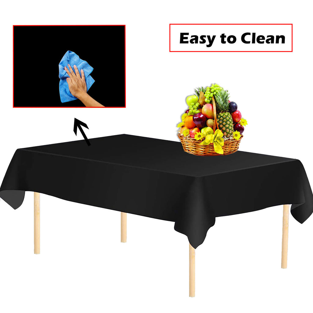 Plastic Table Cloth And Fuchsia Runner Set - 2Pcs