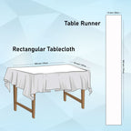 Rectangle Plastic Tablecloth and Sequin Table Runner - White & Baby Pink
