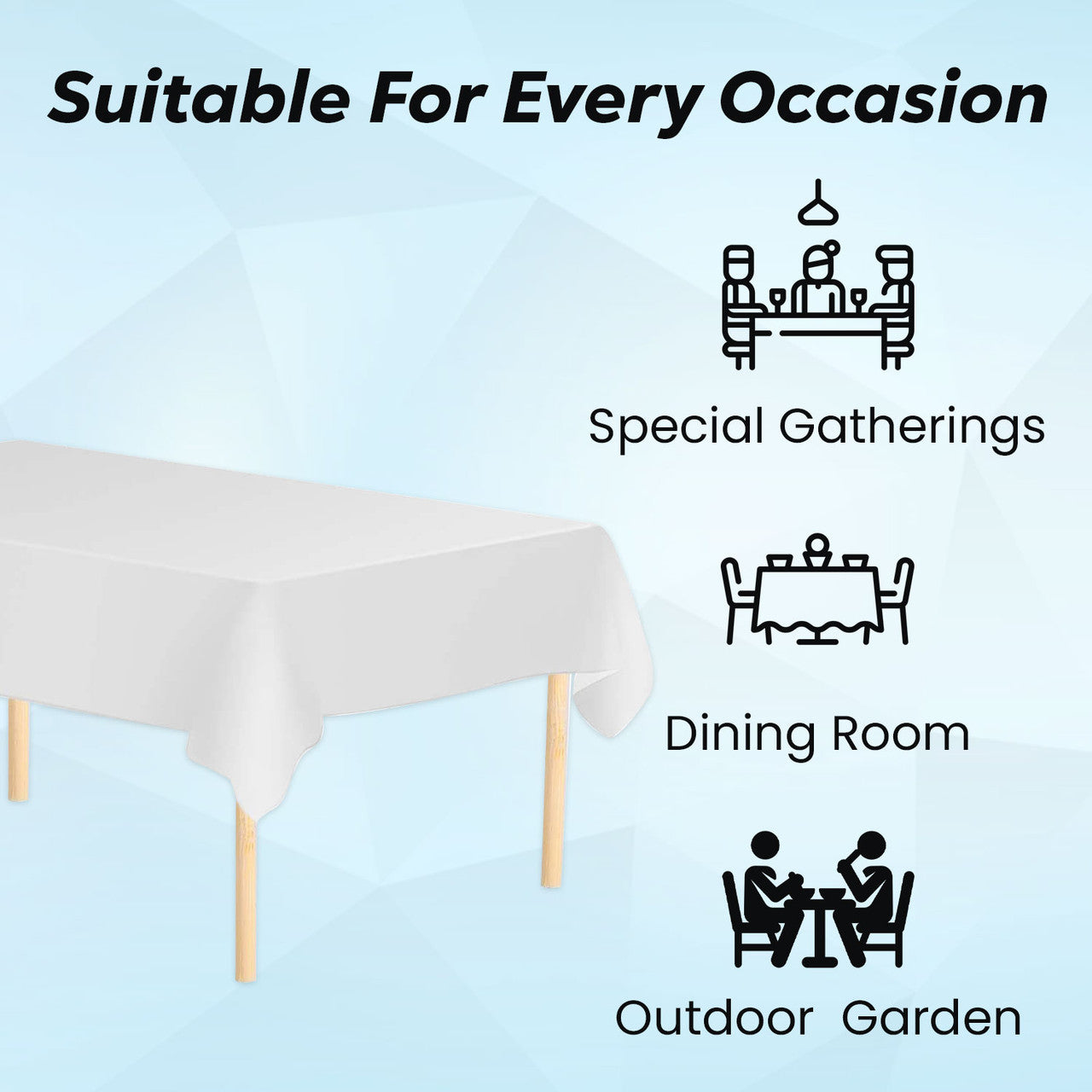 Rectangular Plastic Disposable Tablecloth - White