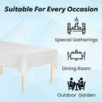 Plastic Tablecloth and Satin Table Runner Set - White & Sage Green